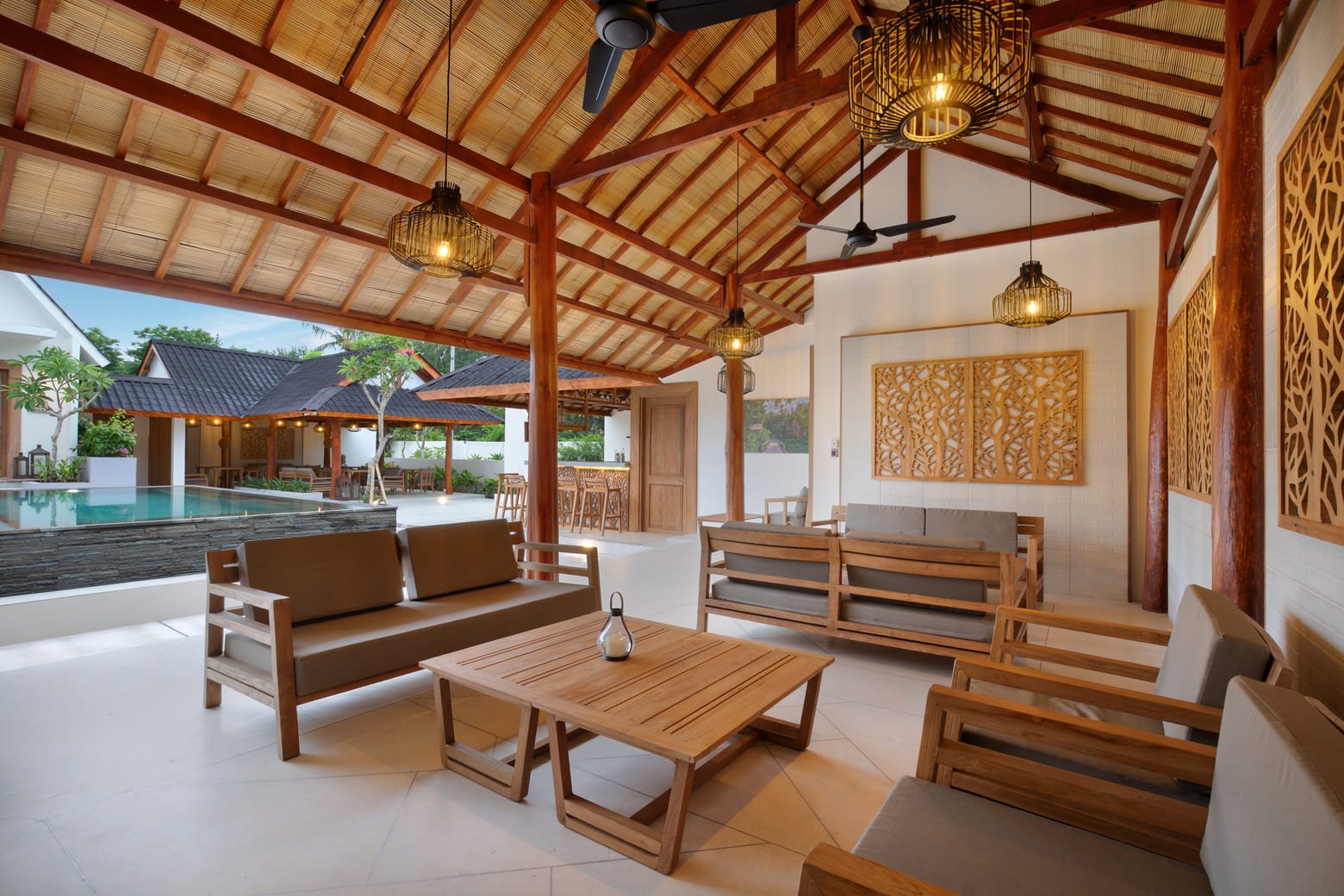 Open-air lounge at Ponte Villas