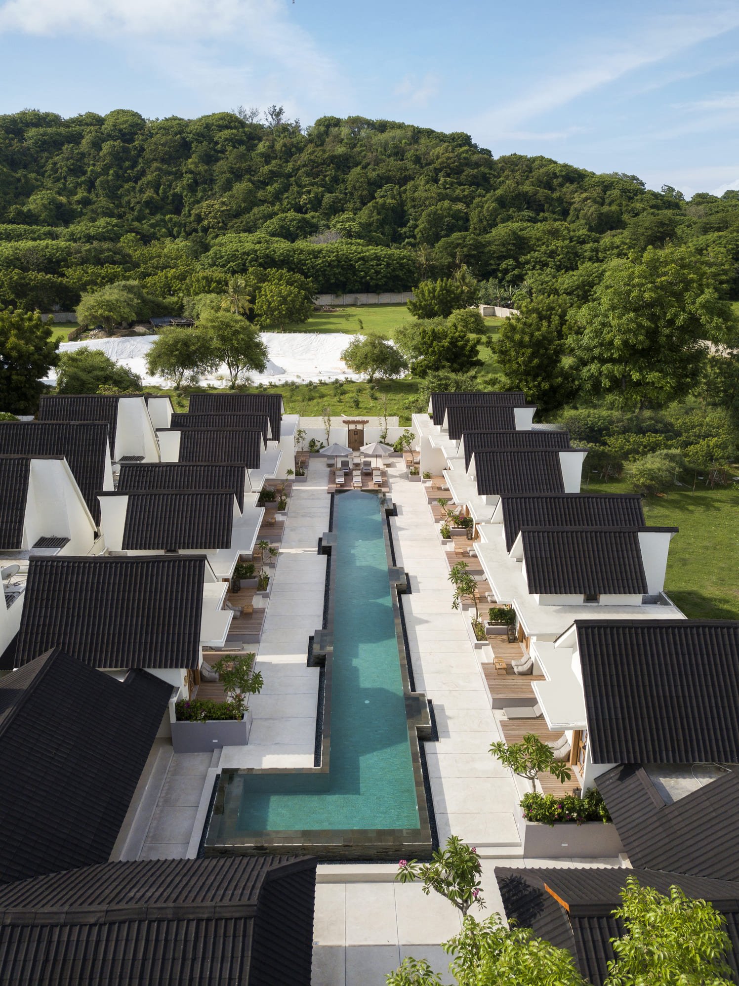 Aerial view of Ponte Villas, Gili Trawangan
